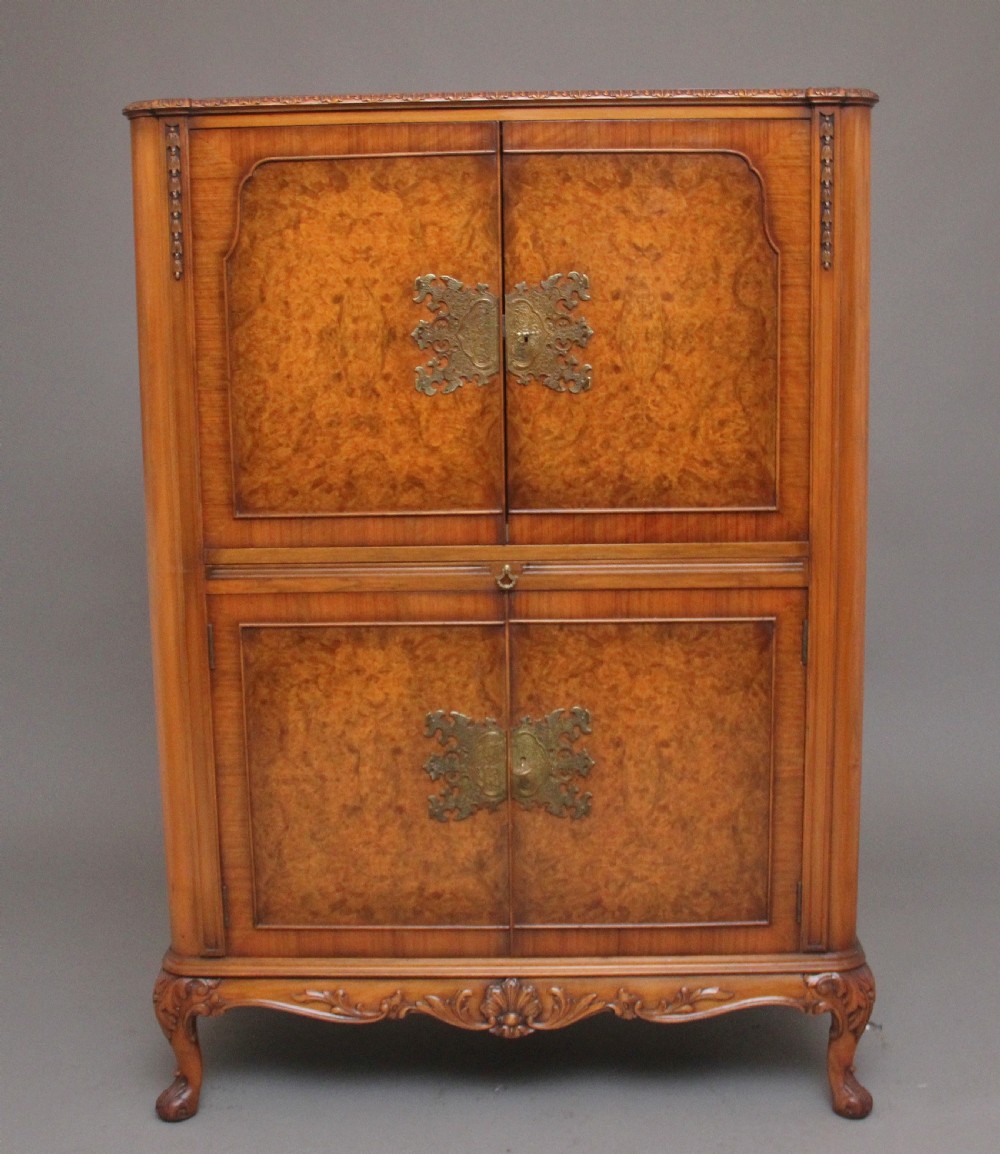 Early 20th Century burr walnut drinks cabinet 