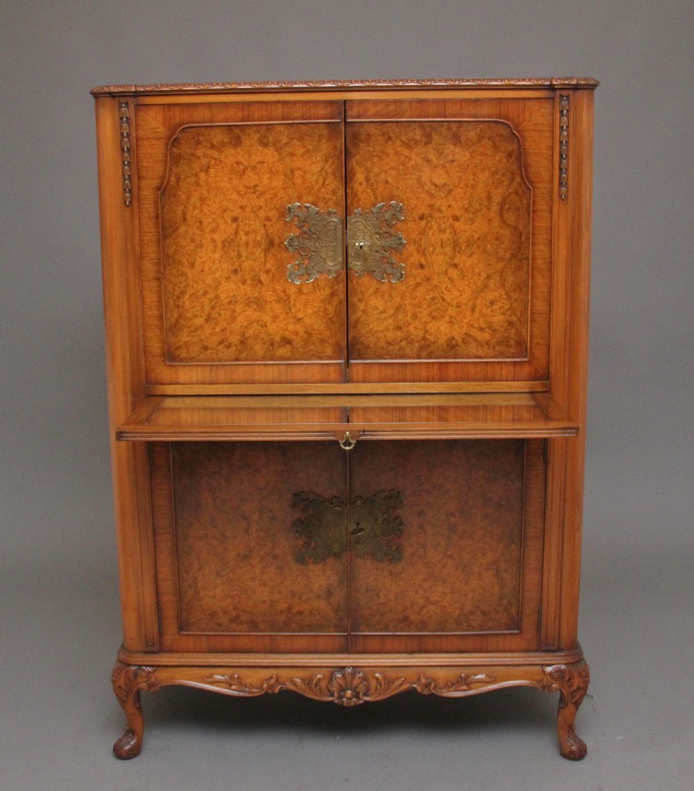Early 20th Century burr walnut drinks cabinet  View II