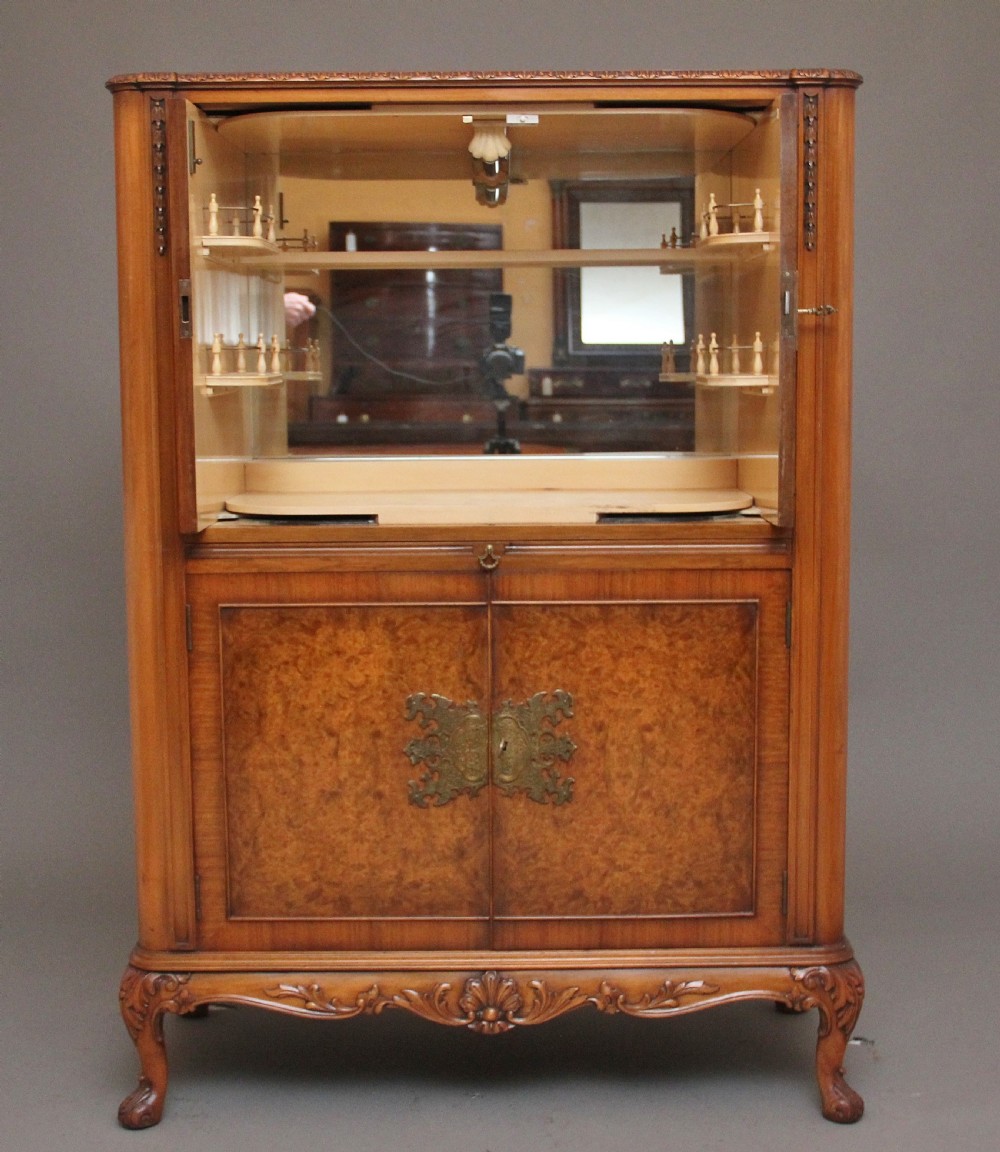Early 20th Century burr walnut drinks cabinet  View VI