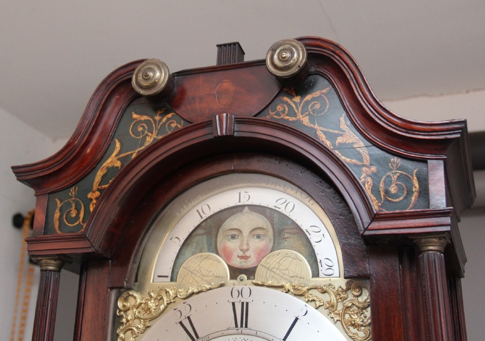 18th Century mahogany eight day long case clock by Henry Cross of Bristol View V