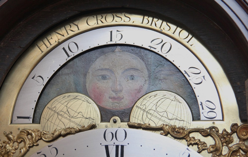 18th Century mahogany eight day long case clock by Henry Cross of Bristol View VI