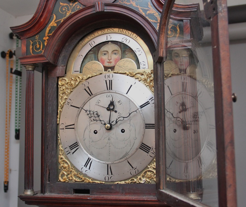 18th Century mahogany eight day long case clock by Henry Cross of Bristol View VIII