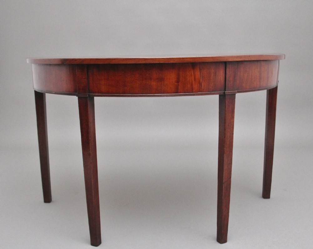 19th Century mahogany demi lune console table