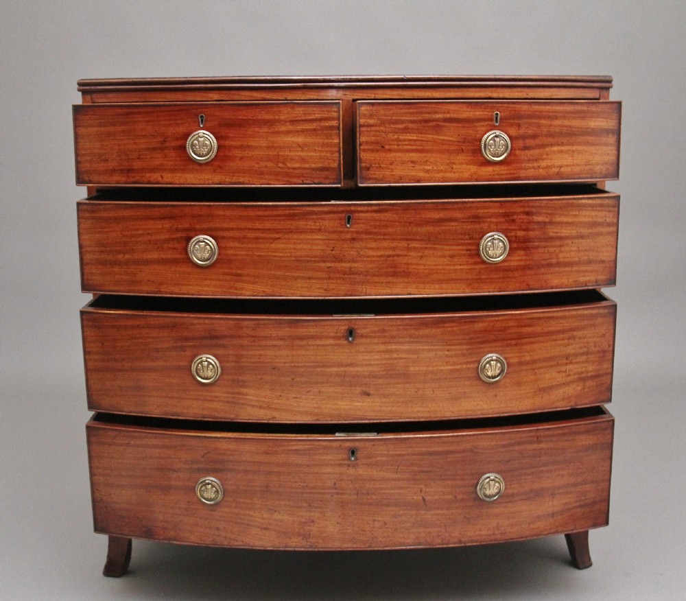 Early 19th Century mahogany bowfront chest View II