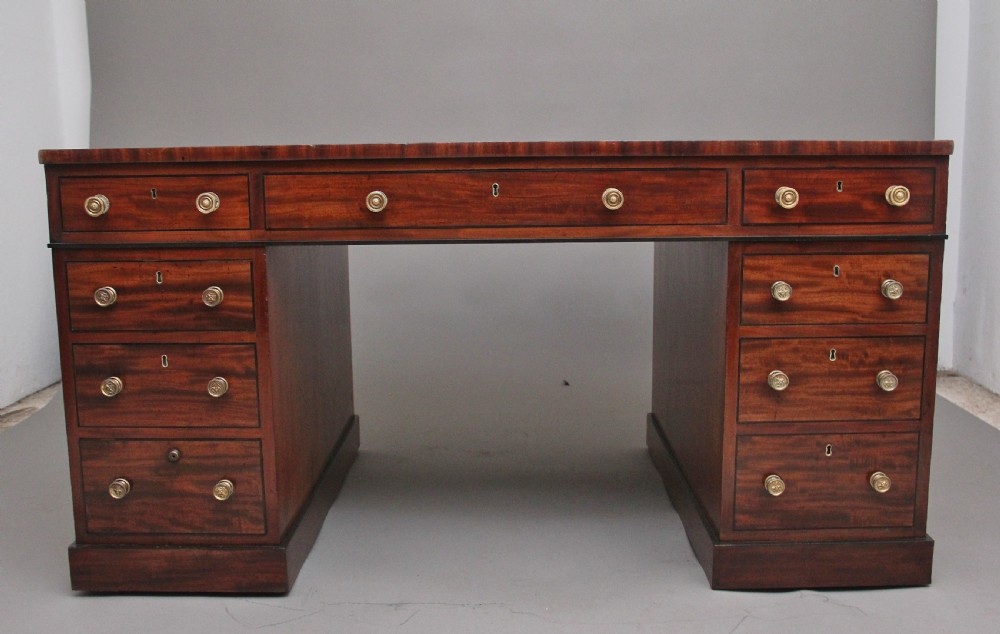 Early 19th Century antique mahogany partners desk View VIII