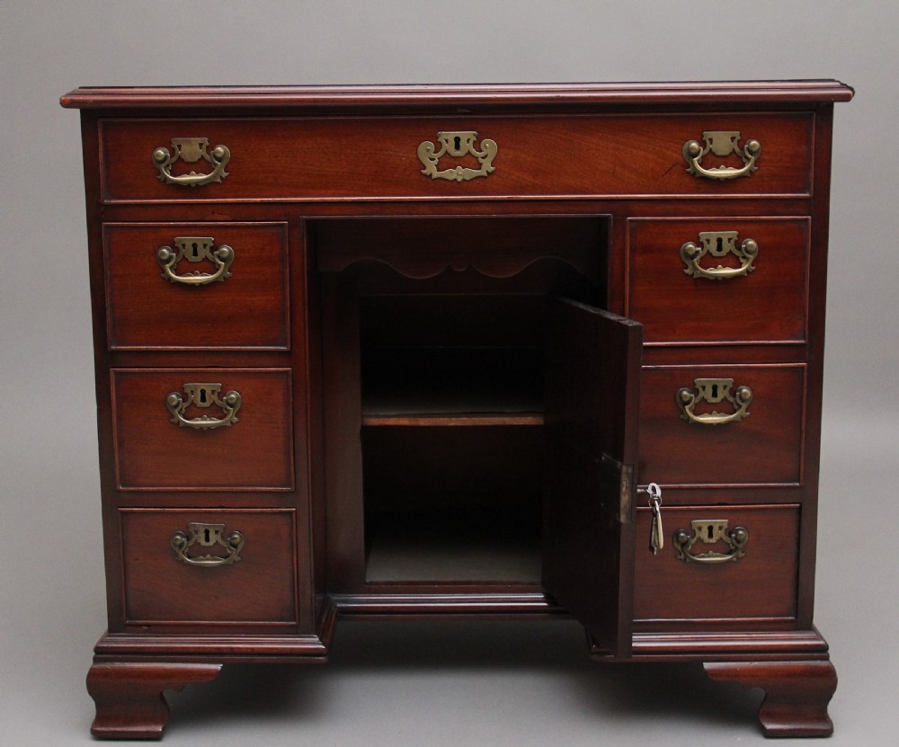 18th Century antique mahogany kneehole desk View II