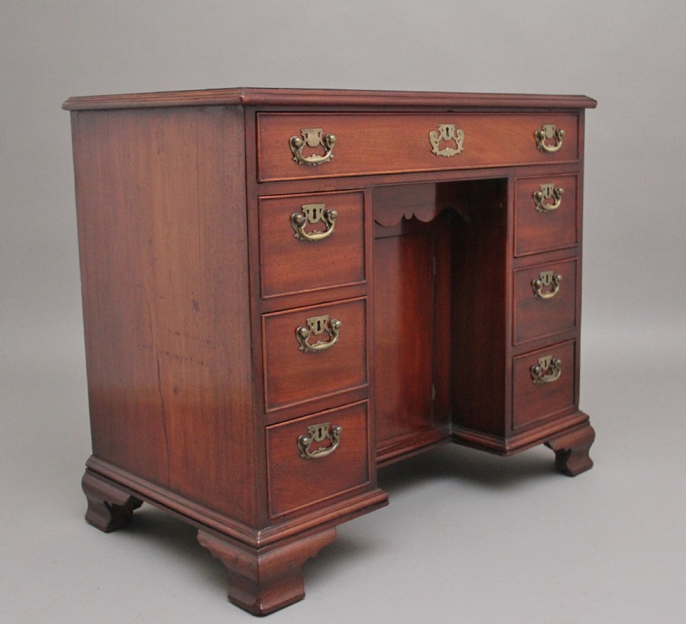 18th Century antique mahogany kneehole desk View V