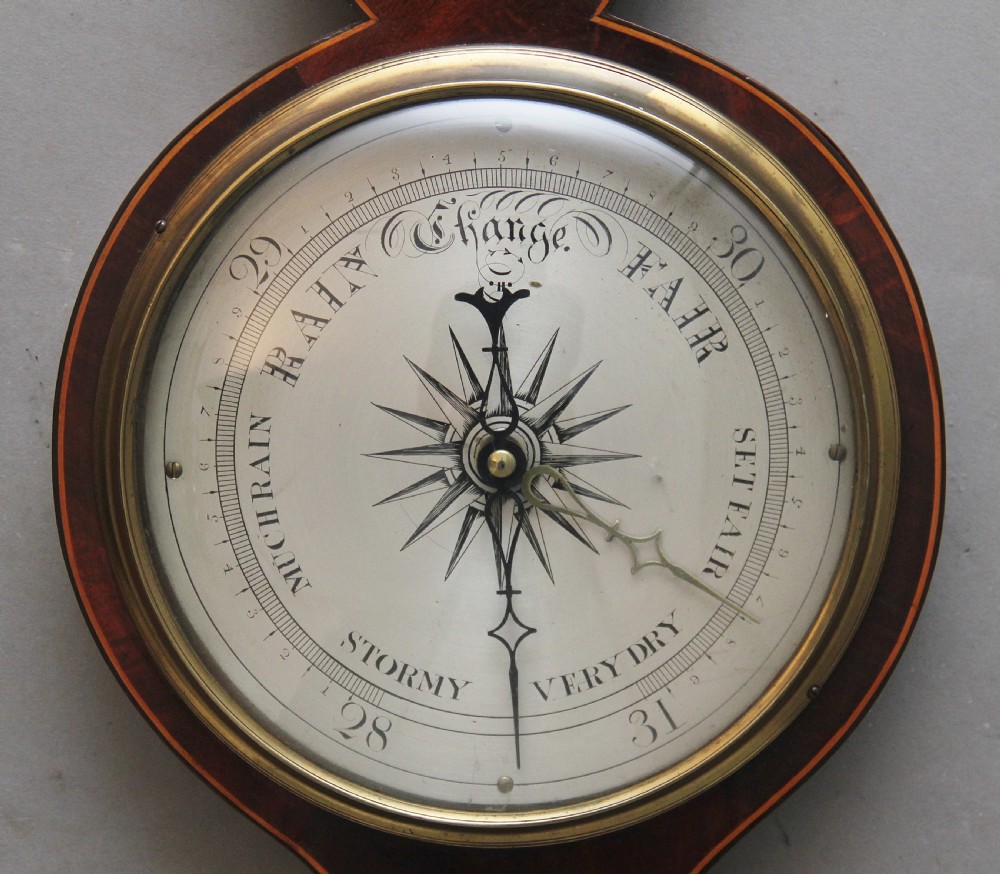 19th Century mahogany banjo barometer by P Nolfi of Taunton View II