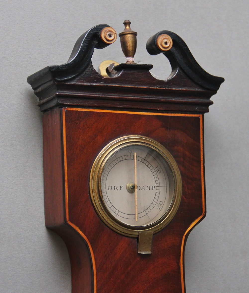 19th Century mahogany banjo barometer by P Nolfi of Taunton View III