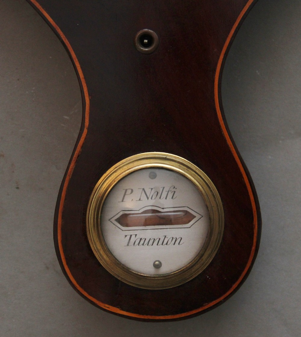 19th Century mahogany banjo barometer by P Nolfi of Taunton View VIII