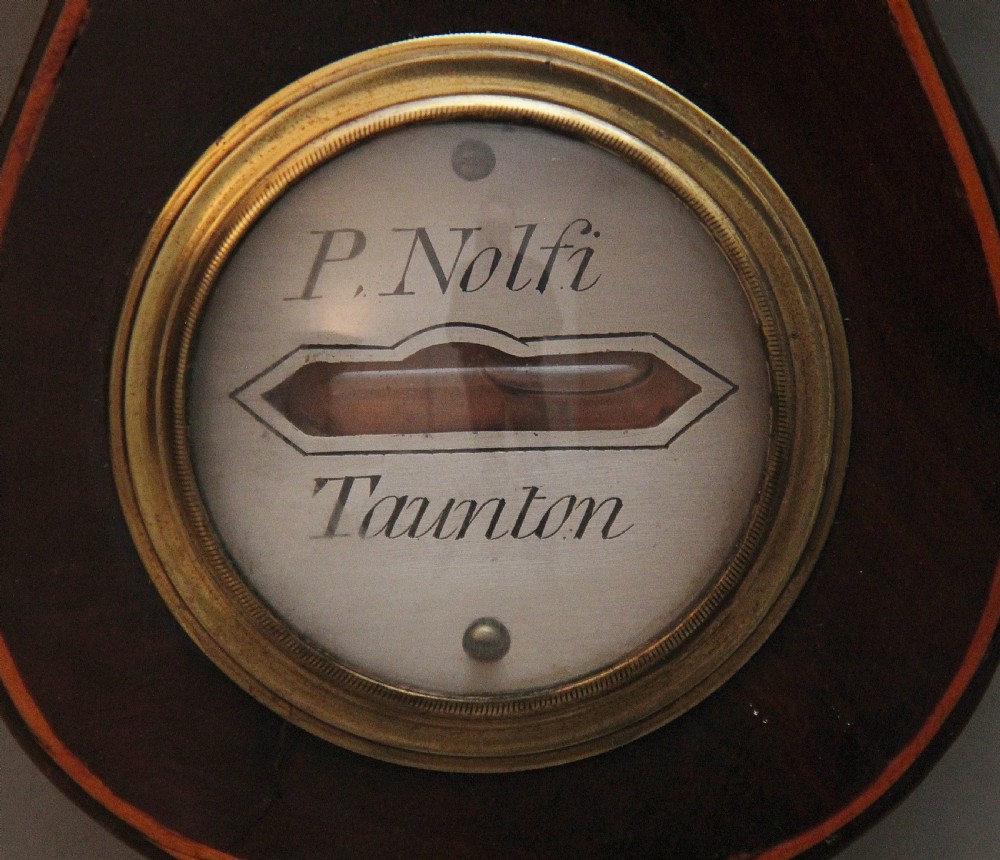 19th Century mahogany banjo barometer by P Nolfi of Taunton View IX
