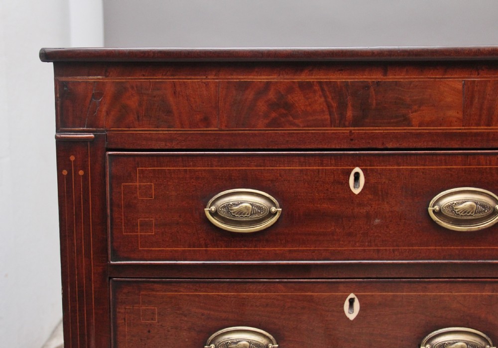 large early 19th Century mahogany and boxwood strung dresser base View VII