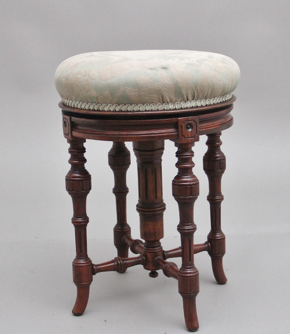 19th Century walnut piano stool with an adjustable seat View IV