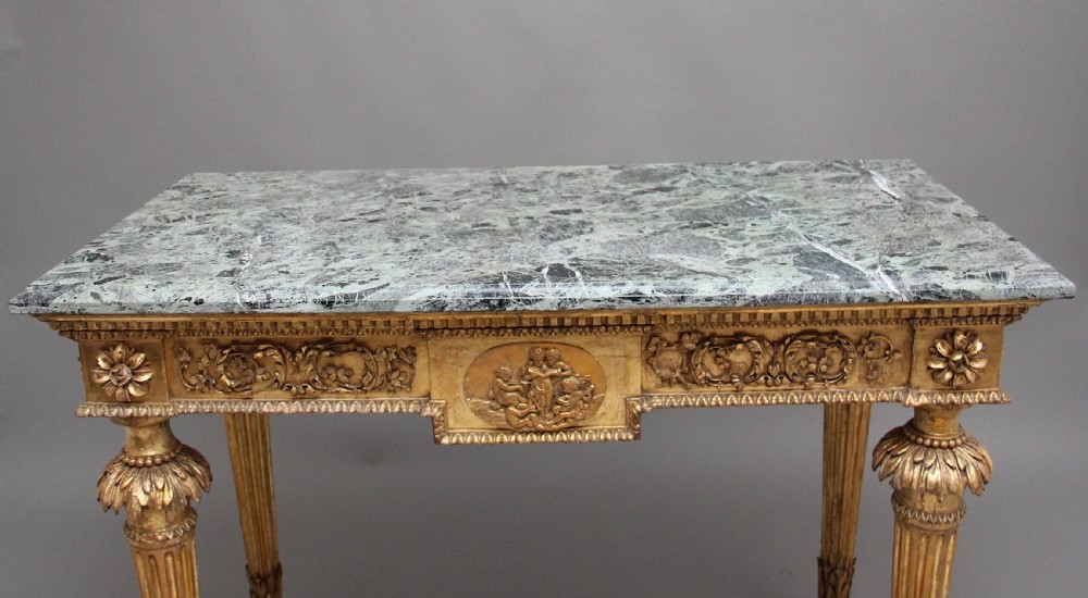 A superb quality 18th Century Italian giltwood console table View II
