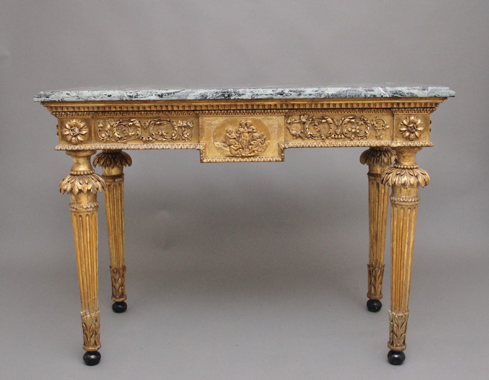A superb quality 18th Century Italian giltwood console table View IV