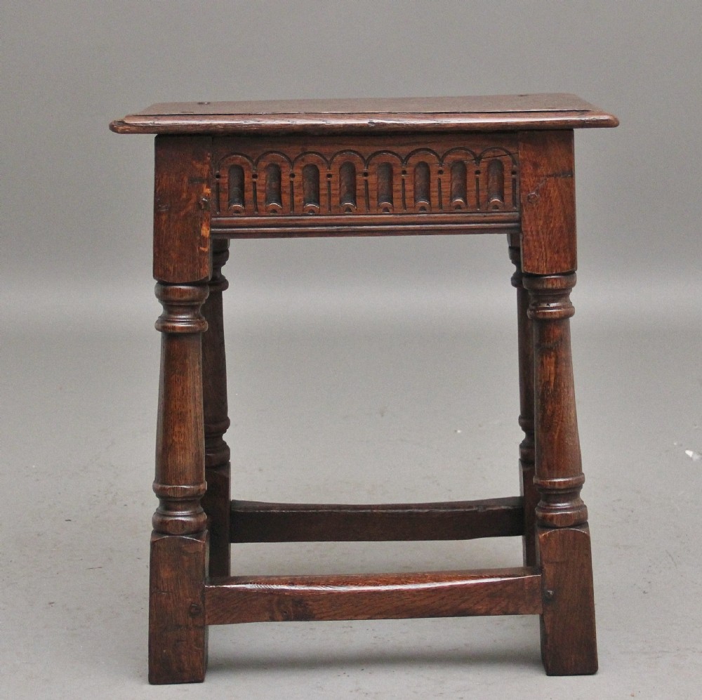 Early 20th Century oak joint stool in the 17th Century style View IV