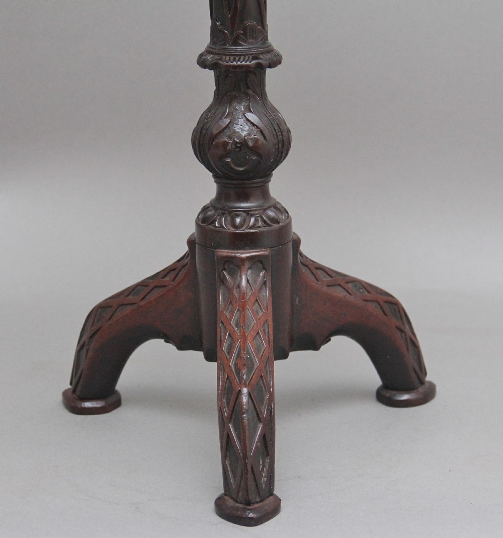 19th Century carved mahogany tripod table View VI
