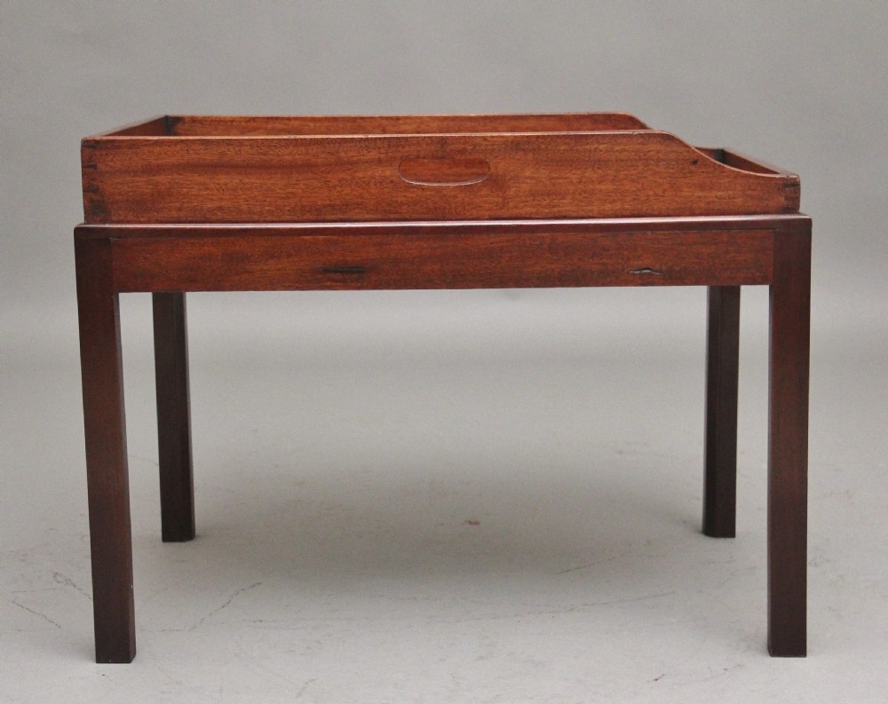 19th Century mahogany butlers tray on later stand View V