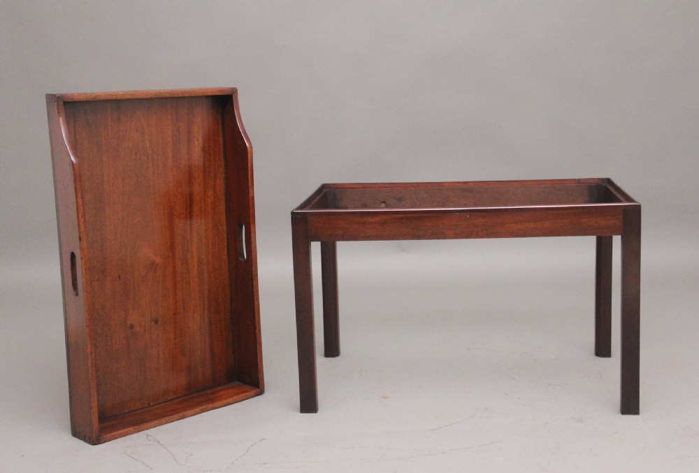 19th Century mahogany butlers tray on later stand View VII
