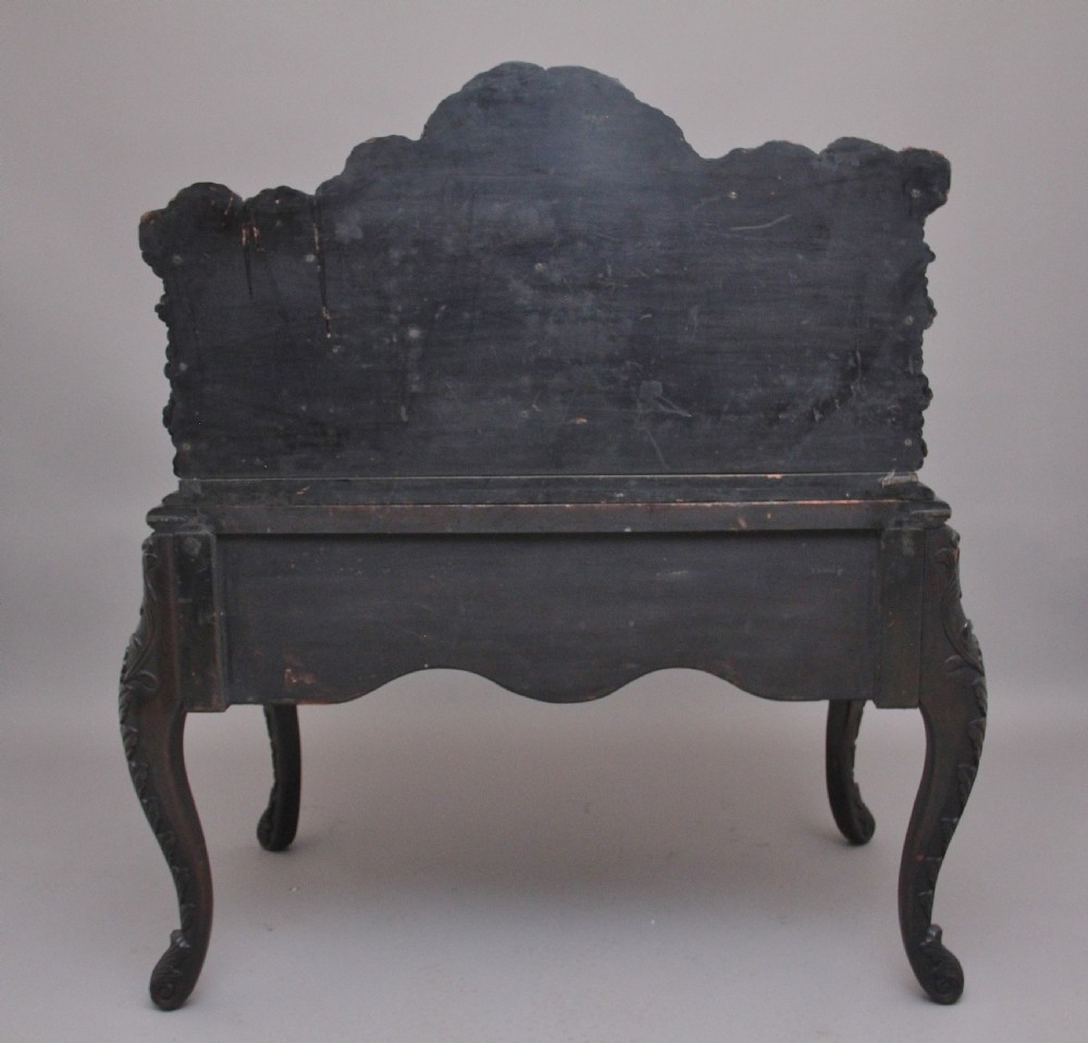 19th Century highly carved Japanese desk and chair View XI