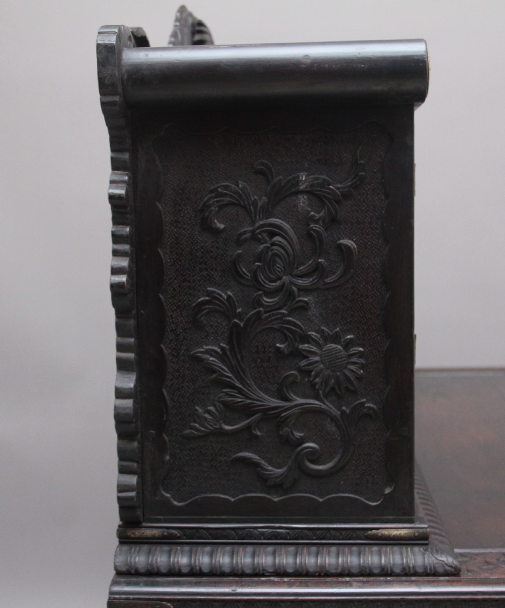 19th Century highly carved Japanese desk and chair View XX