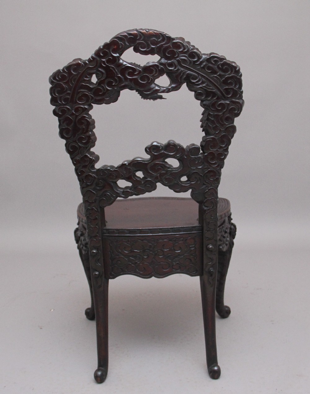 19th Century highly carved Japanese desk and chair View XXV