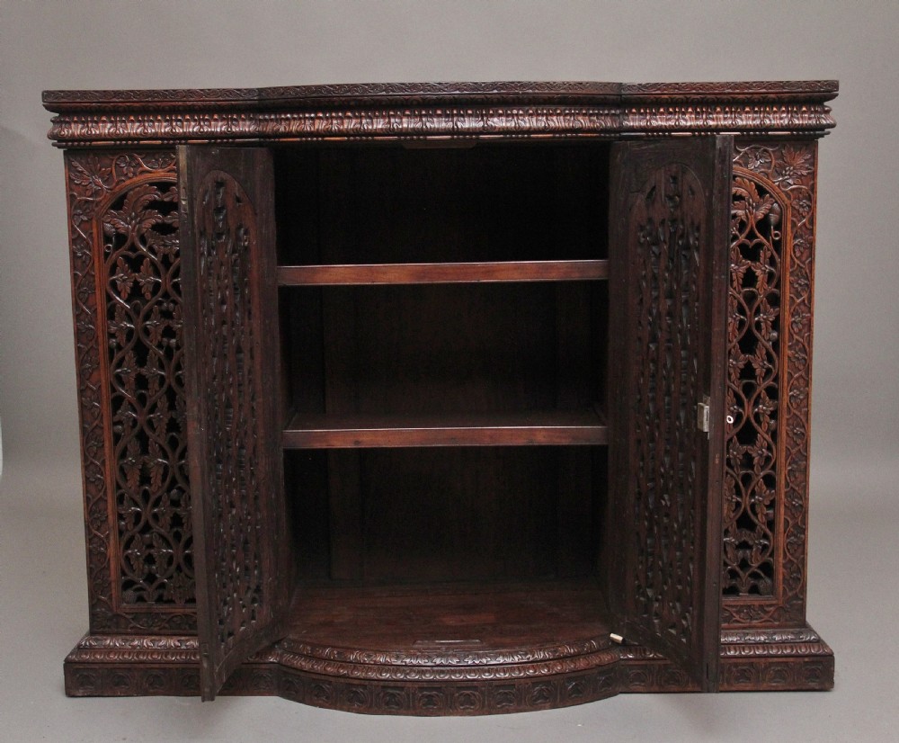 Mid 19th Century highly carved Anglo-Indian cabinet View V
