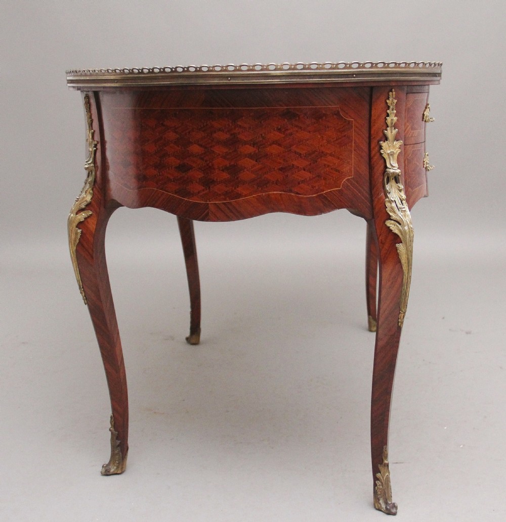 19th Century freestanding French parquetry and Kingwood Desk View V