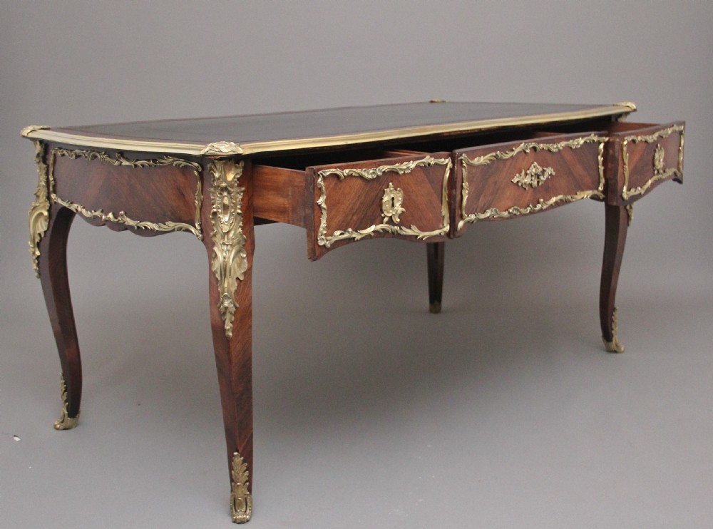 A superb quality 19th Century French Kingwood and ormolu mounted bureau-plat desk View V