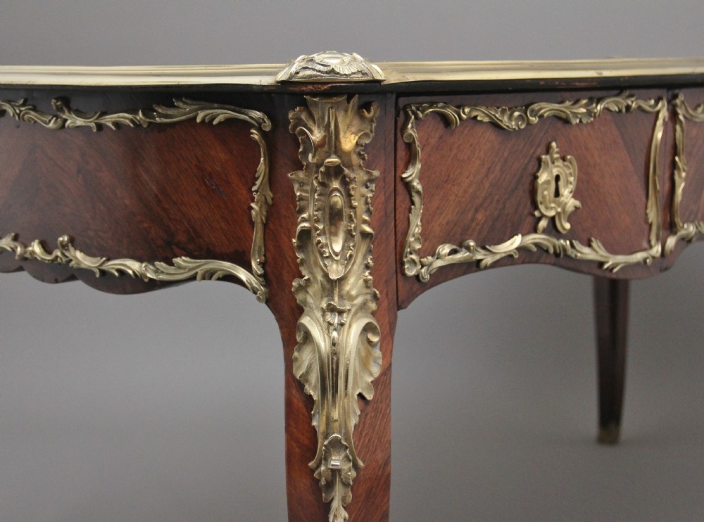 A superb quality 19th Century French Kingwood and ormolu mounted bureau-plat desk View VI