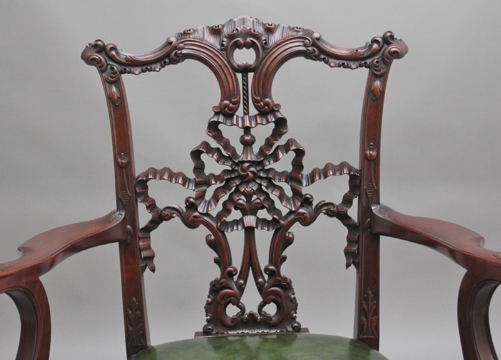 A highly decorative early 20th Century carved mahogany armchair in the Chippendale style View VII
