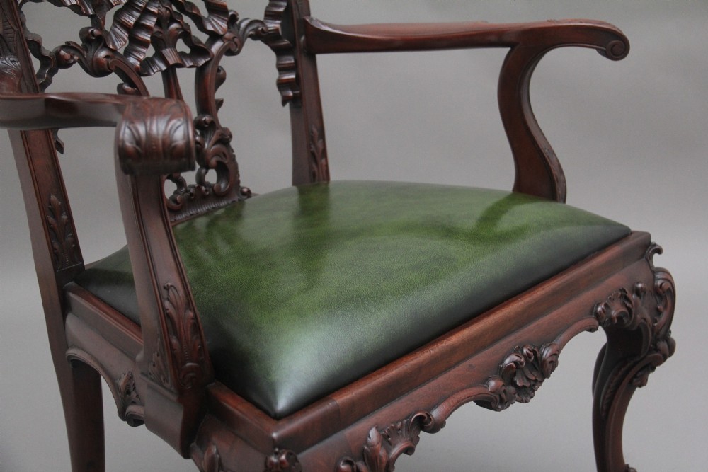 A highly decorative early 20th Century carved mahogany armchair in the Chippendale style View VIII