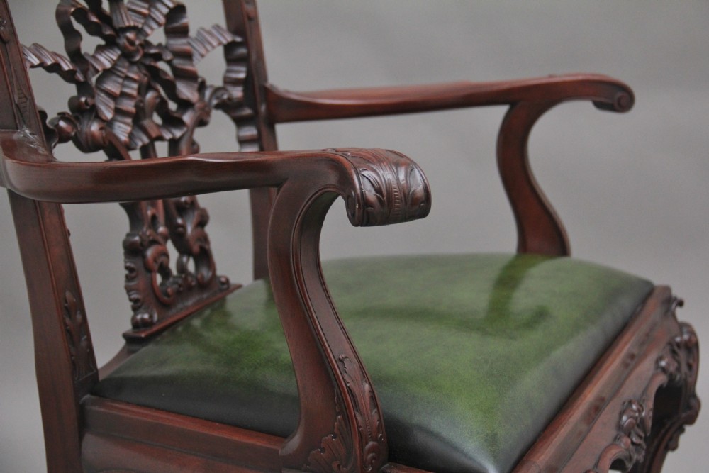 A highly decorative early 20th Century carved mahogany armchair in the Chippendale style View IX