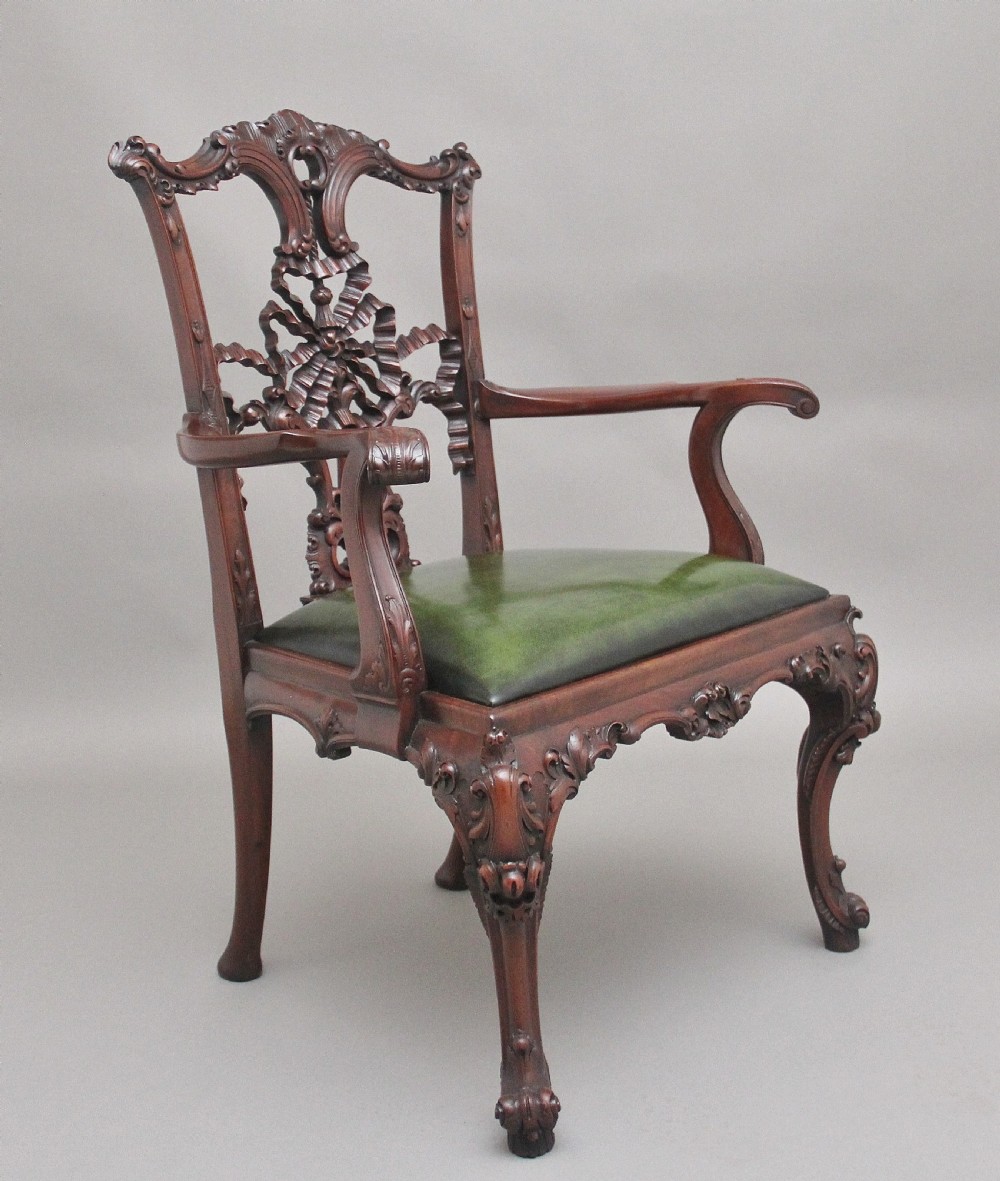 A highly decorative early 20th Century carved mahogany armchair in the Chippendale style View XI
