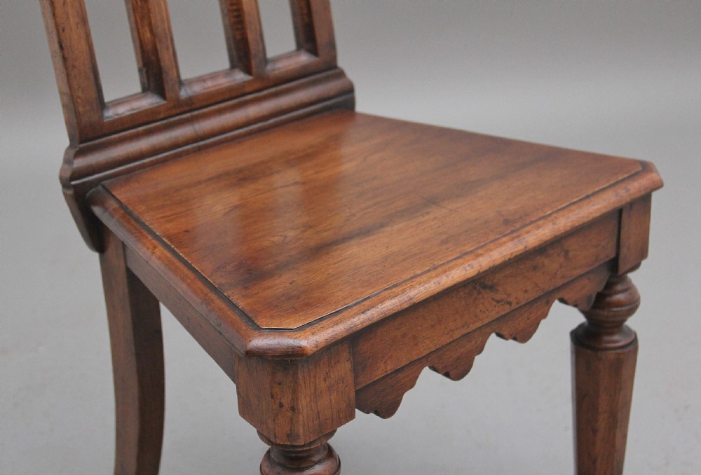 Set of four early 20th Century Gothic style hall chairs View VIII