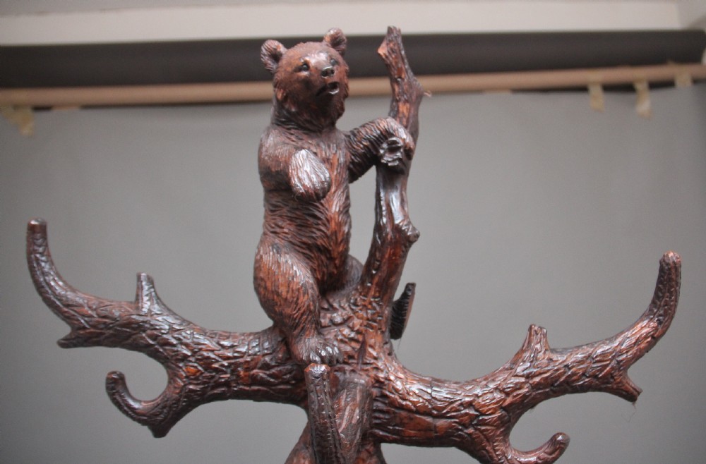 Early 20th Century walnut black forest bear hall stand View XII