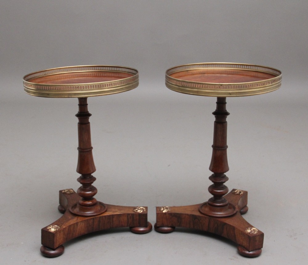 A decorative pair of early 19th Century rosewood wine tables View III