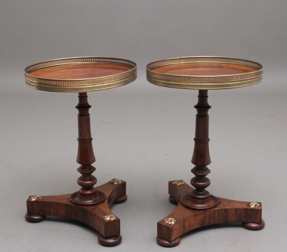 A decorative pair of early 19th Century rosewood wine tables View V