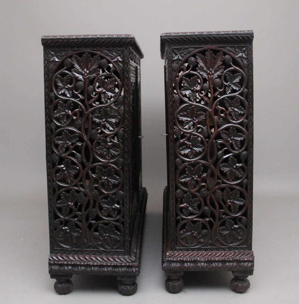 Pair of antique 19th Century Anglo-Indian carved cabinets  View V