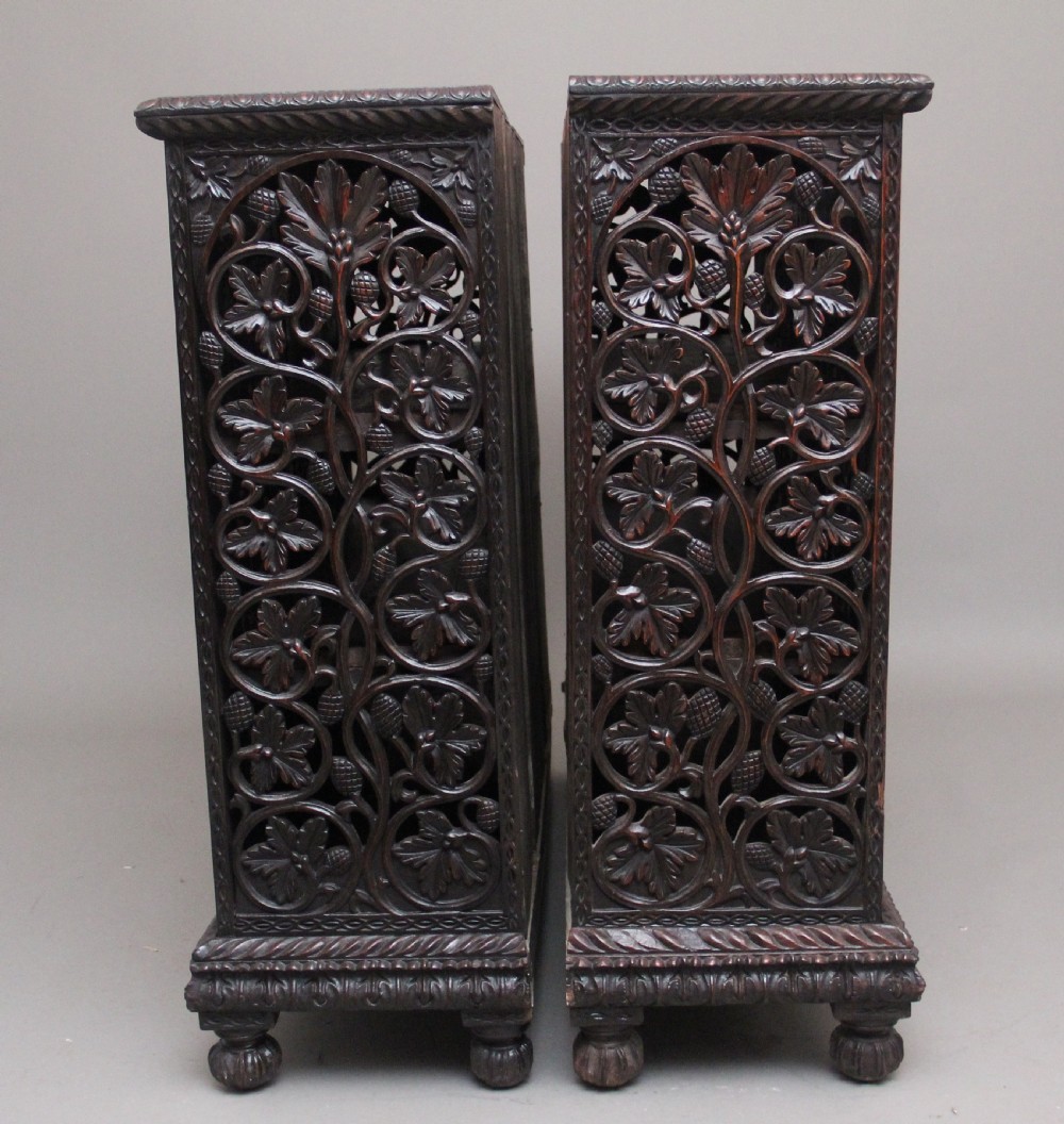 Pair of antique 19th Century Anglo-Indian carved cabinets  View VIII