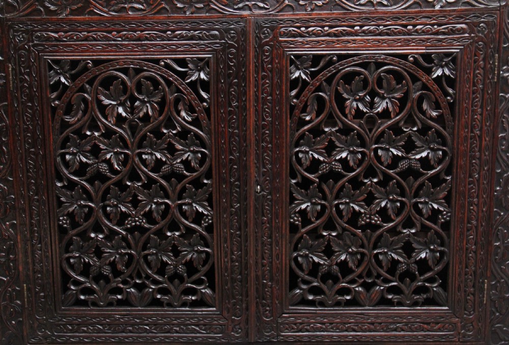 Pair of antique 19th Century Anglo-Indian carved cabinets  View X