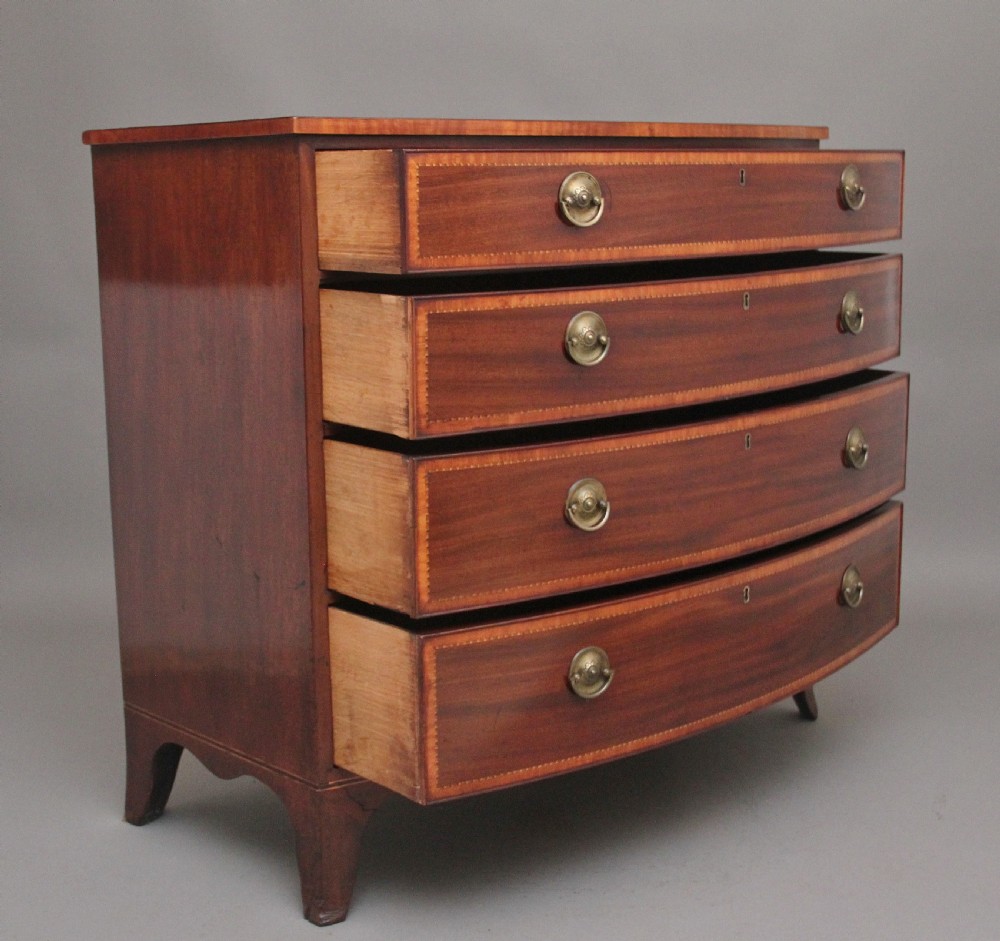 Decorative 18th Century mahogany bowfront chest of drawers View IX