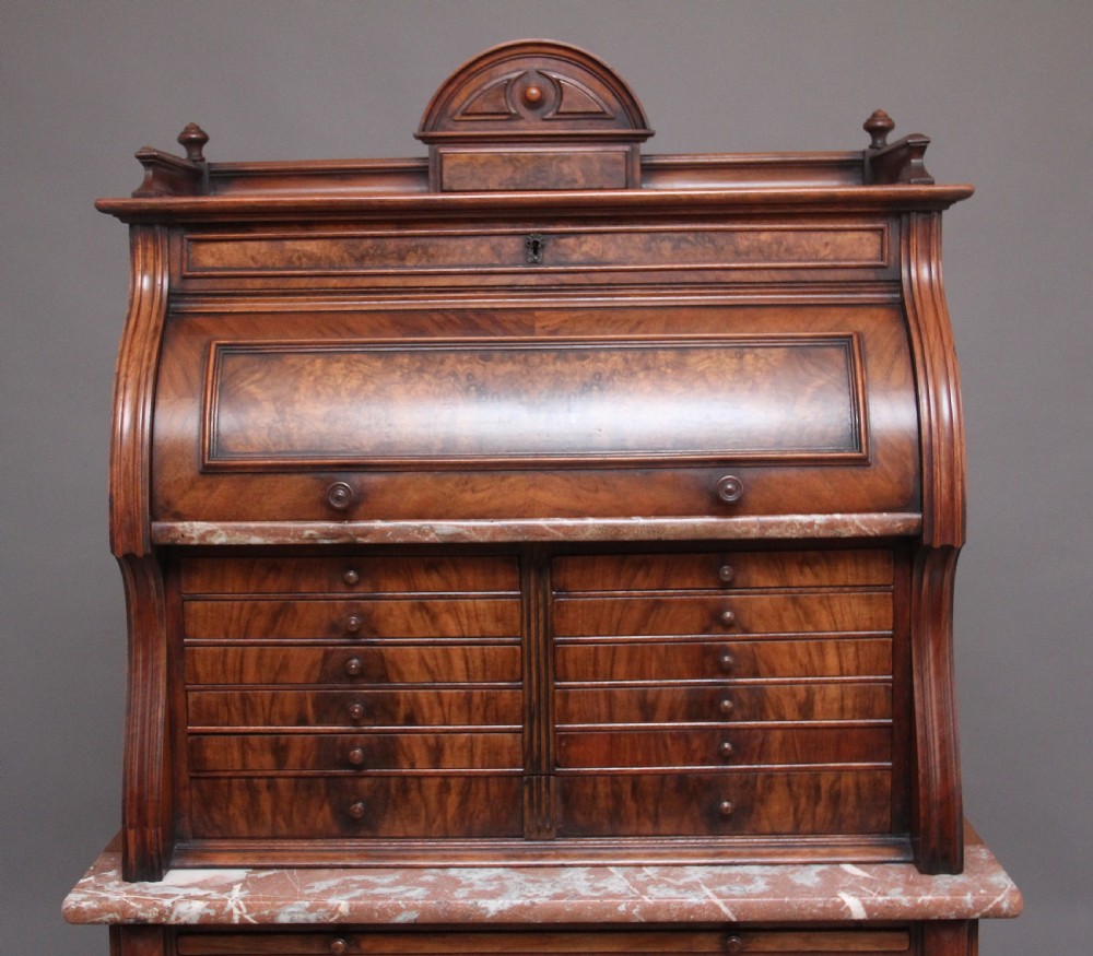 Decorative 19th Century Burr walnut dentist cabinet View V
