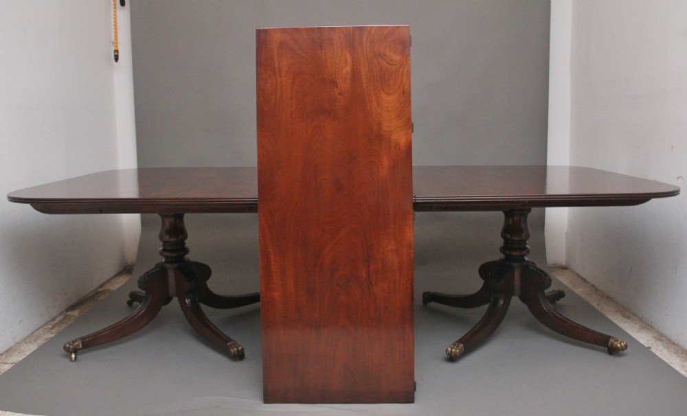 Large early 20th Century mahogany twin pedestal dining table