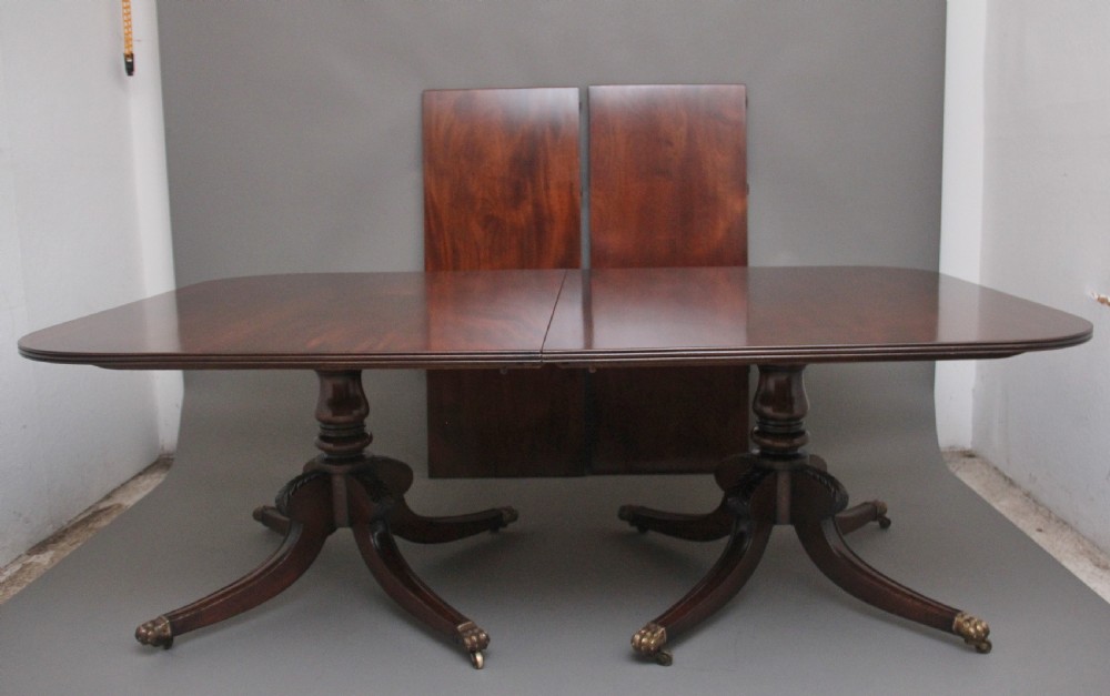 Large early 20th Century mahogany twin pedestal dining table View III