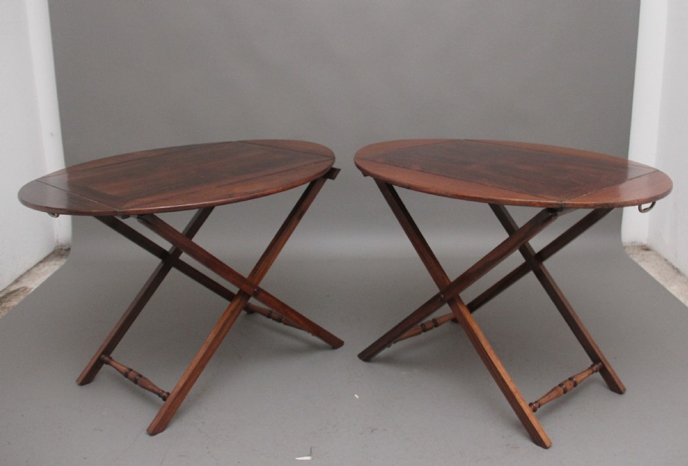 A pair of 19th Century rosewood folding butlers tray on stands View II