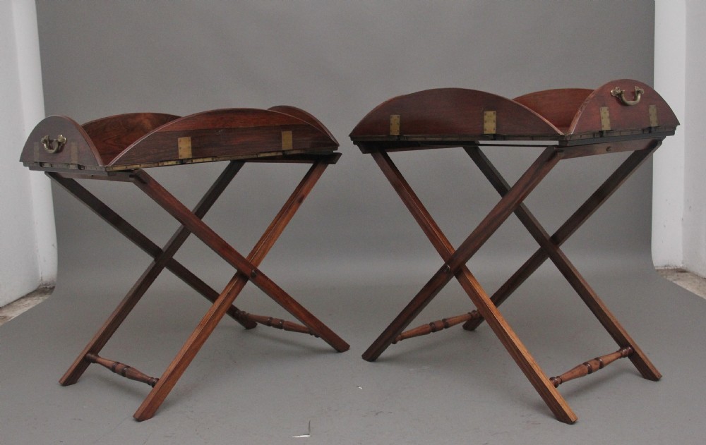 A pair of 19th Century rosewood folding butlers tray on stands View III