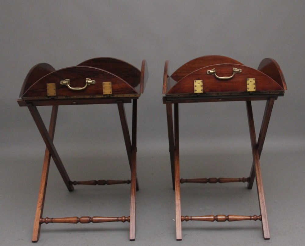 A pair of 19th Century rosewood folding butlers tray on stands View IV