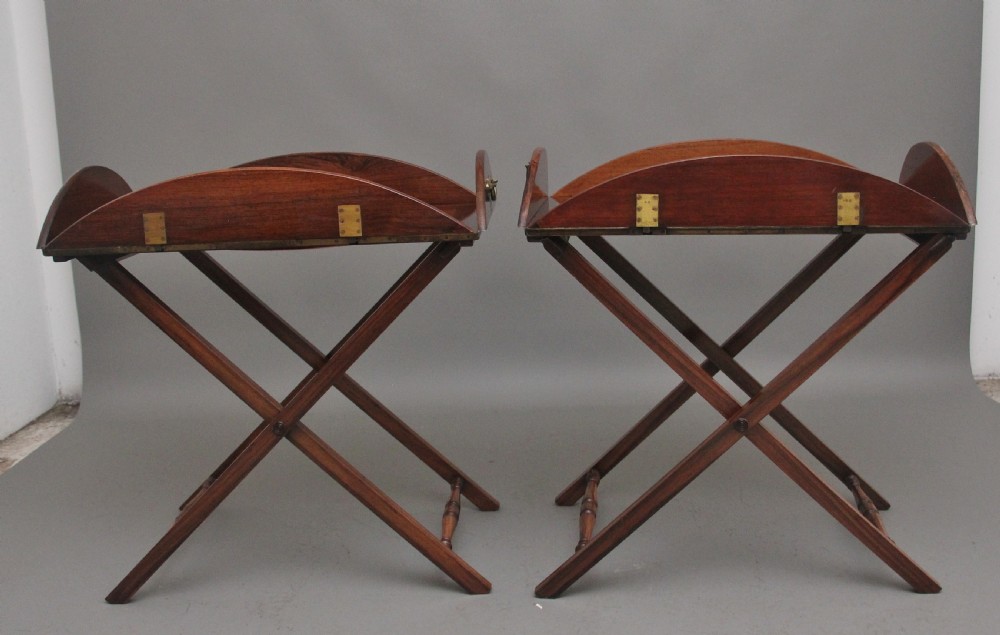A pair of 19th Century rosewood folding butlers tray on stands View V