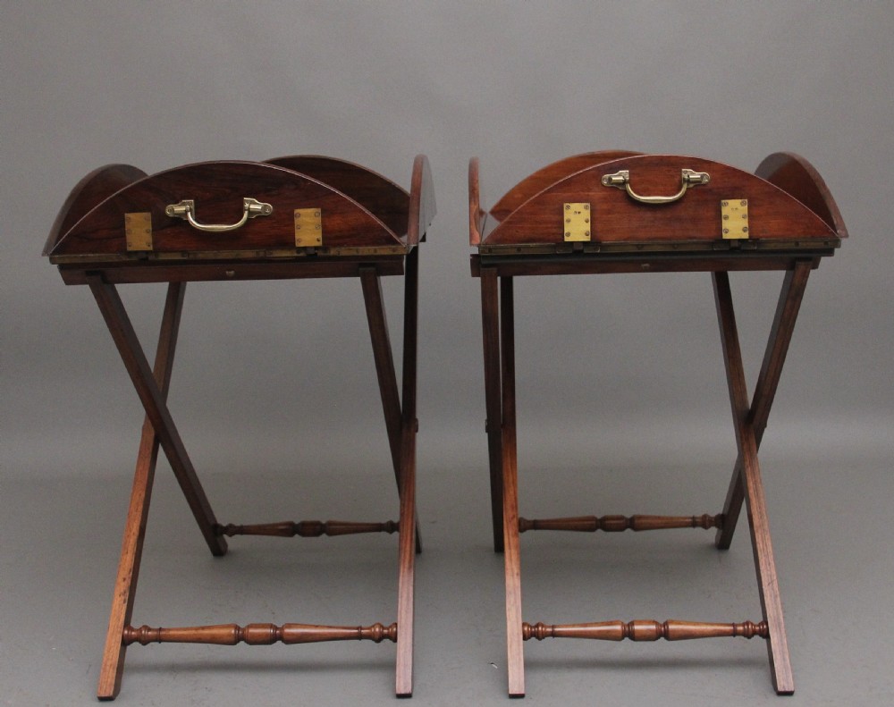 A pair of 19th Century rosewood folding butlers tray on stands View VI